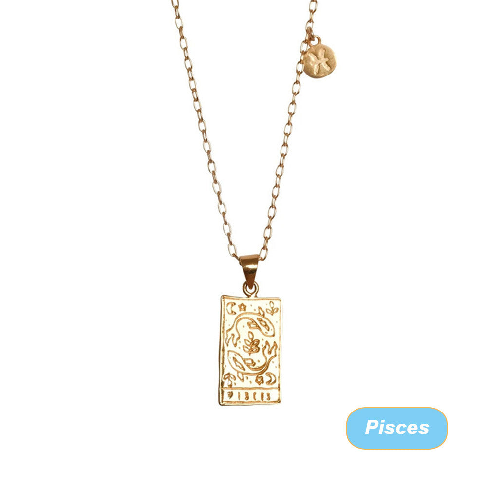 THINK HAVE Twelve Constellation Tarot Necklace Retro Constellation Necklace