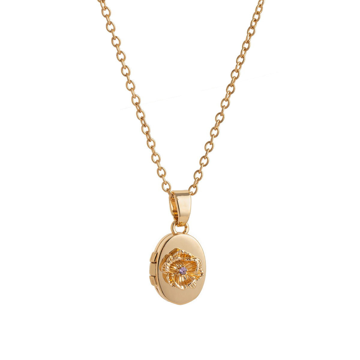 Floral Birthstone Photo Frame Necklace