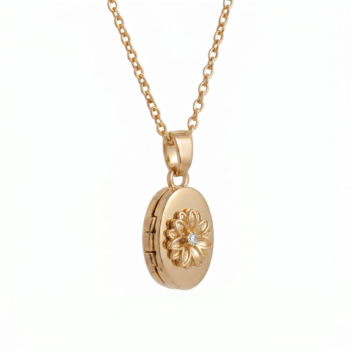 Floral Birthstone Photo Frame Necklace