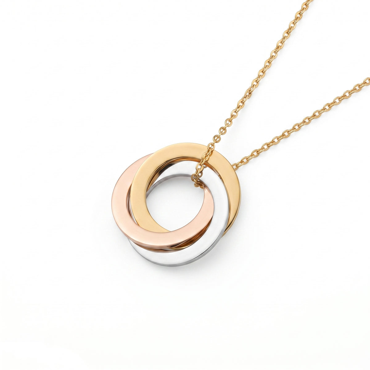 Customized Three Ring Tricolor Names Necklace
