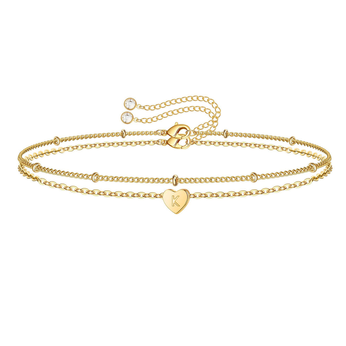 Customized Peach Heart One Letter Bracelet
