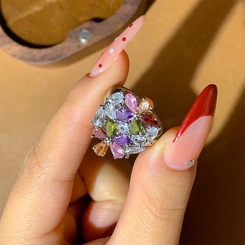 Stately Colorful Flowers Ring