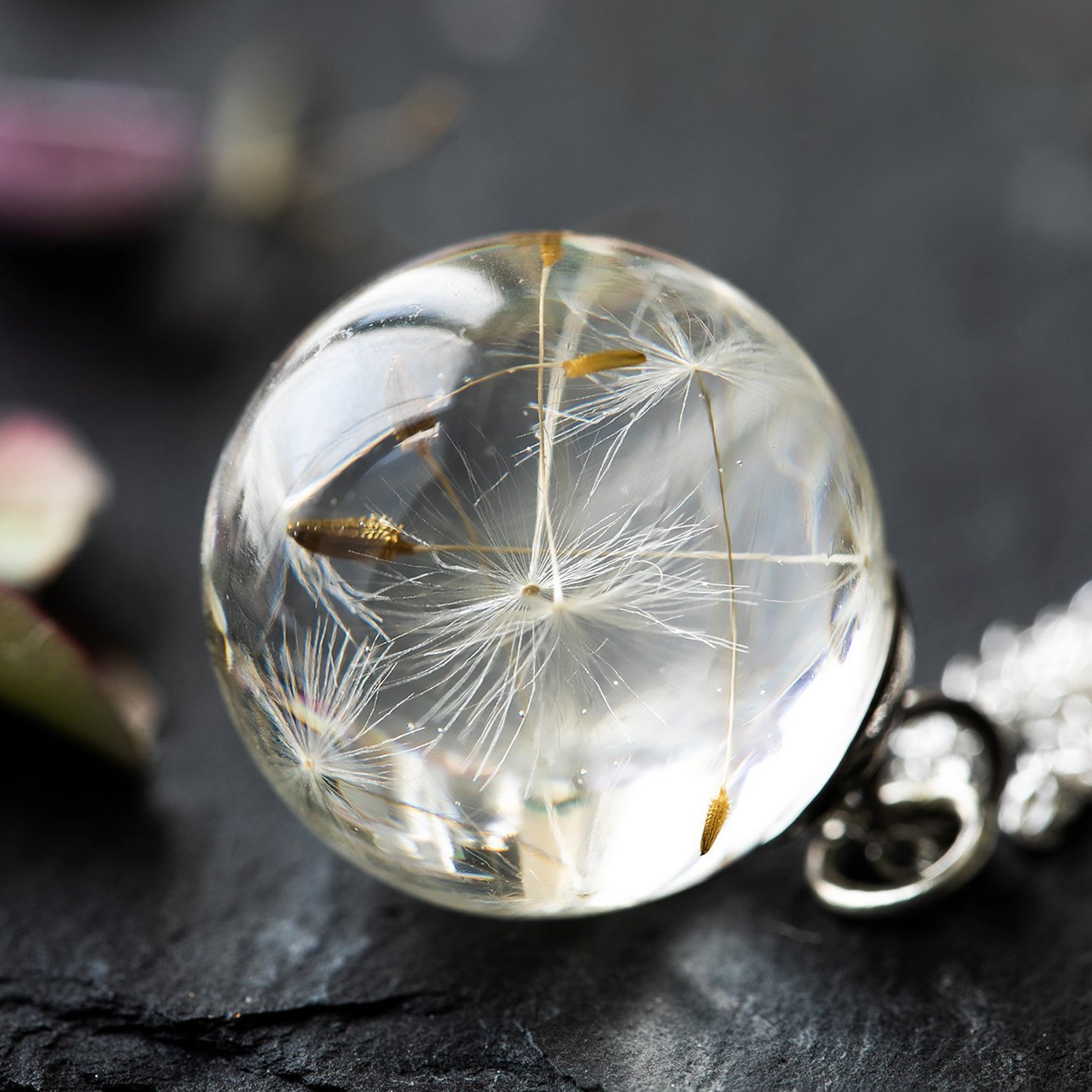 Botanic Resin Dandelion Flower Necklace