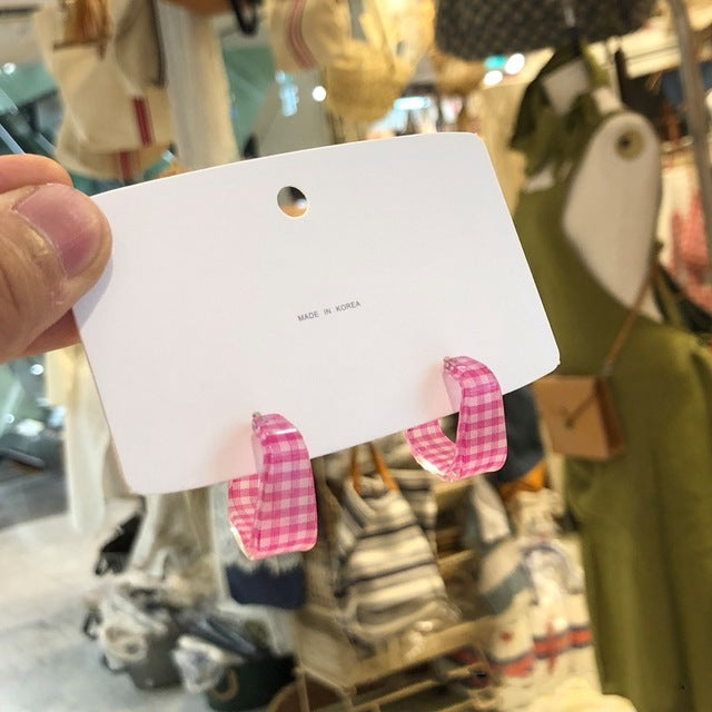 Vintage C-Shaped Pink Earrings