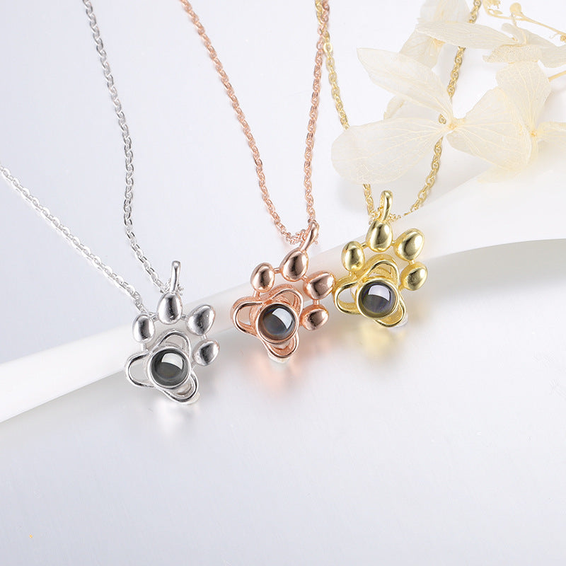 Customized Dog Paw Projection Necklace