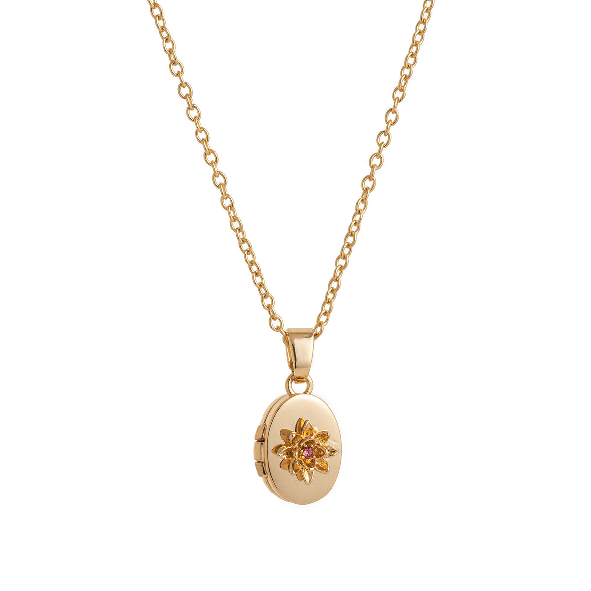 Floral Birthstone Photo Frame Necklace