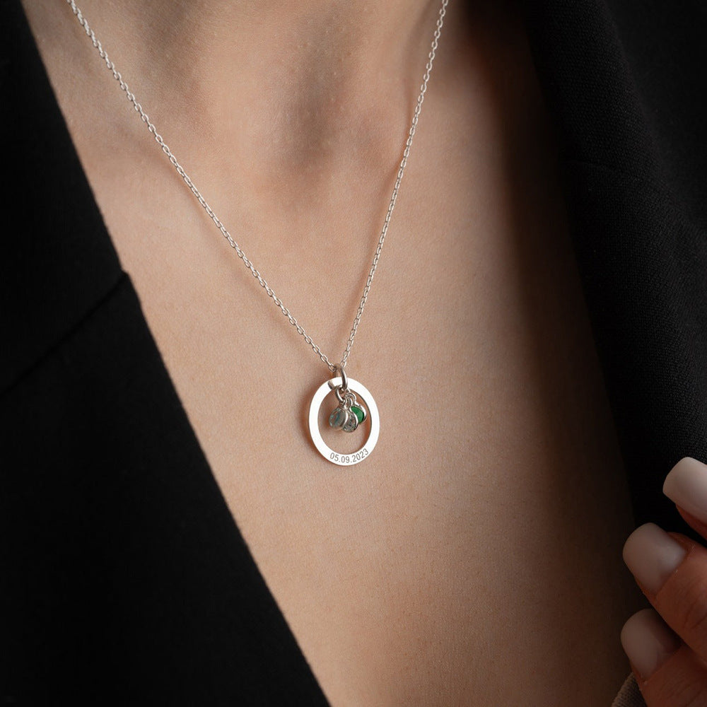 Cradled Personalized Birthstone Circle Necklace