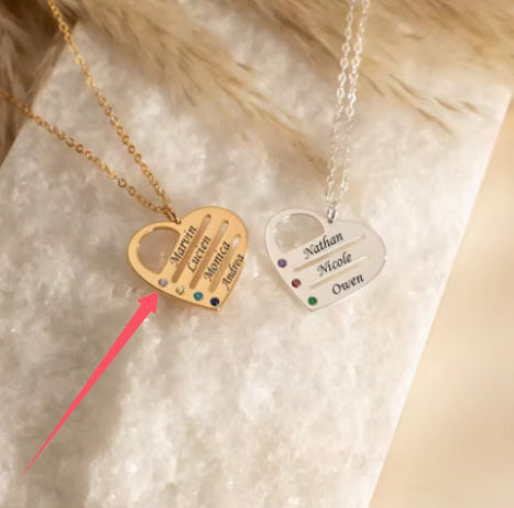 Customized Special Loved Family Heart Necklace