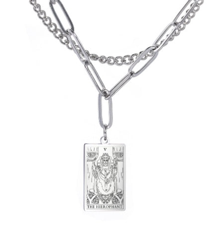 THINK HAVE Twelve Constellation Tarot Necklace Retro Constellation Necklace