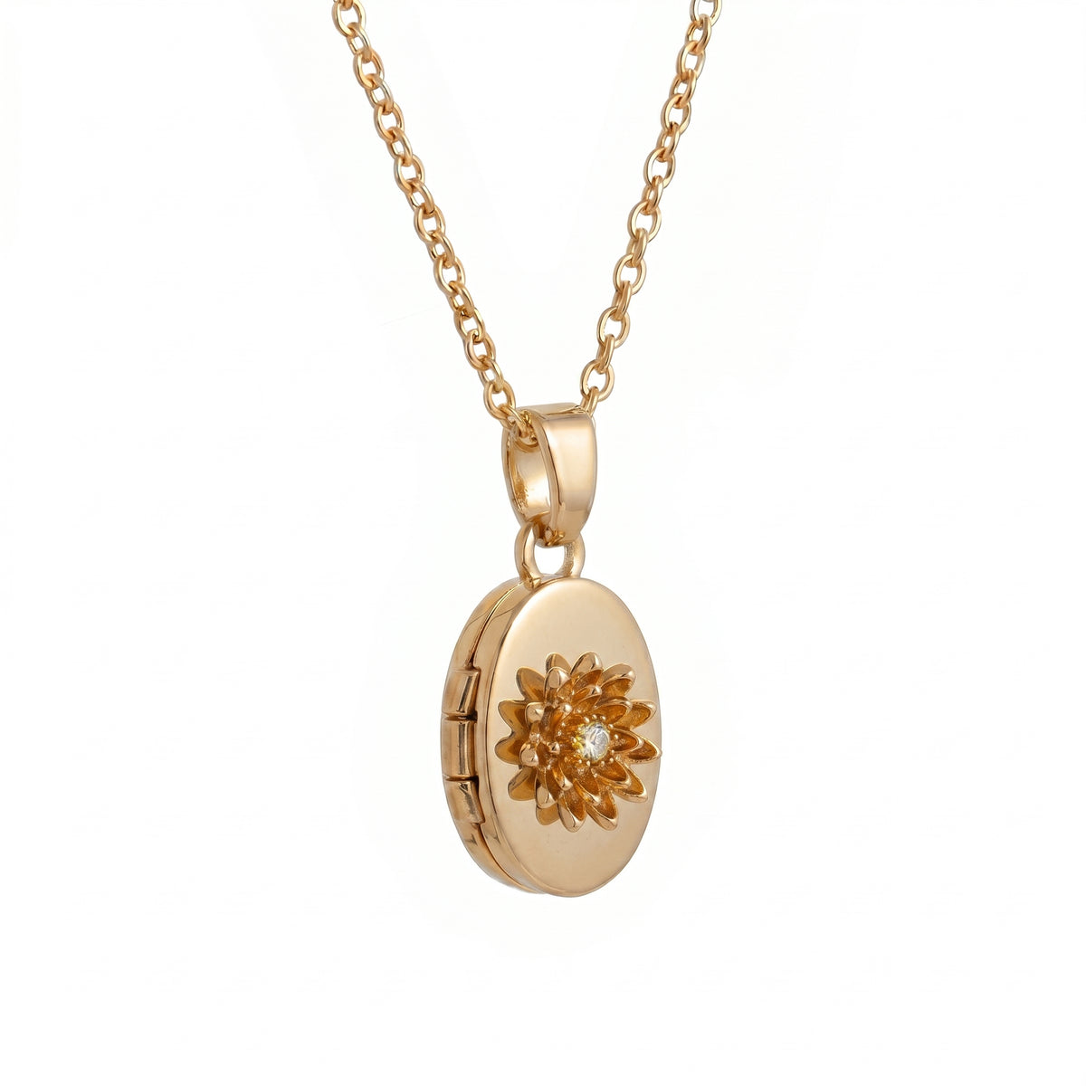 Floral Birthstone Photo Frame Necklace