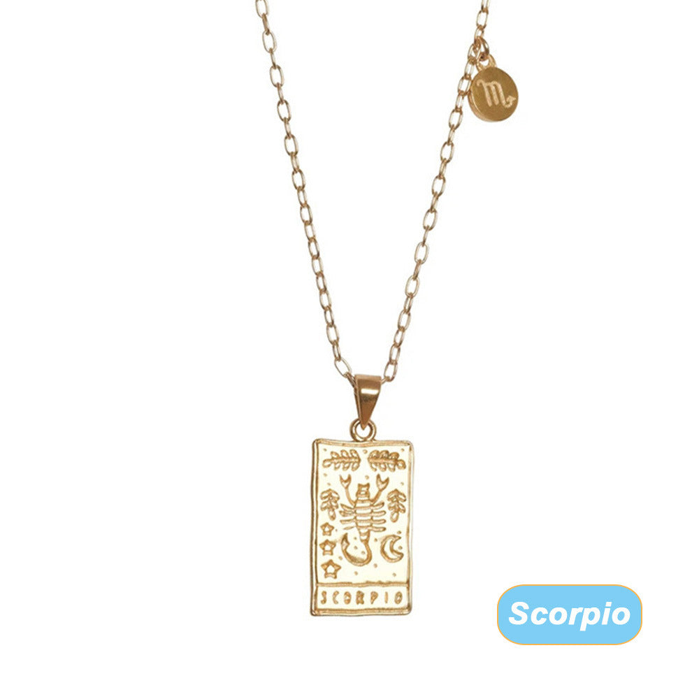 THINK HAVE Twelve Constellation Tarot Necklace Retro Constellation Necklace