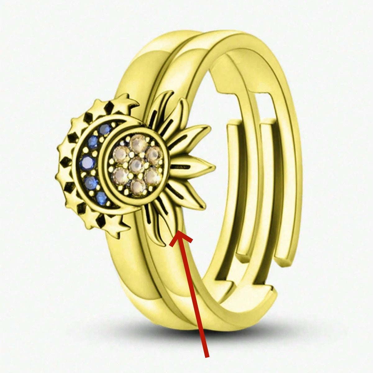 Sun-kissed, Moon-drenched Couple Rings