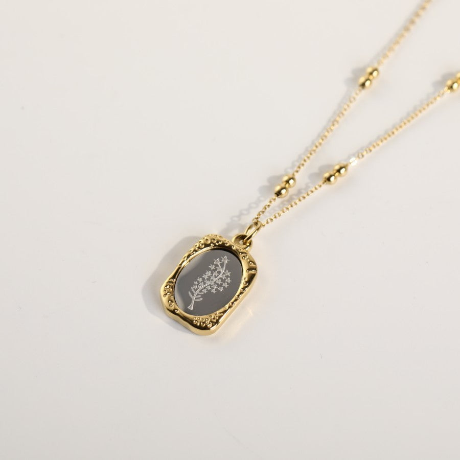 Polished Birthday Flower Mirror Necklace