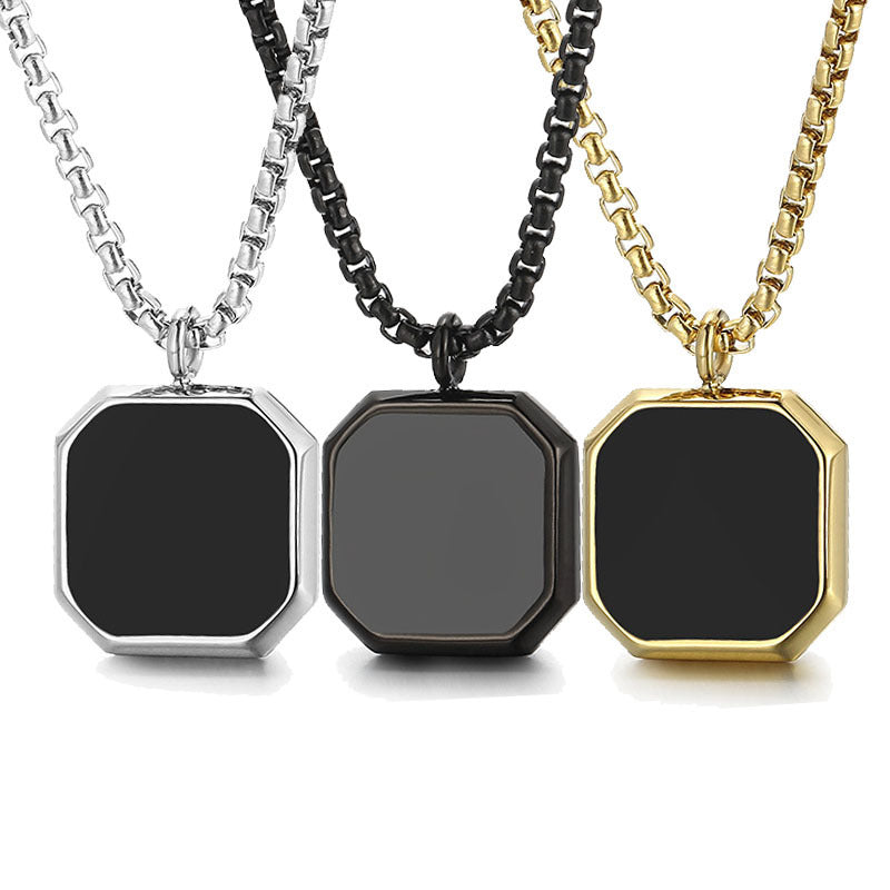 Polished Square Black Mirror Necklace