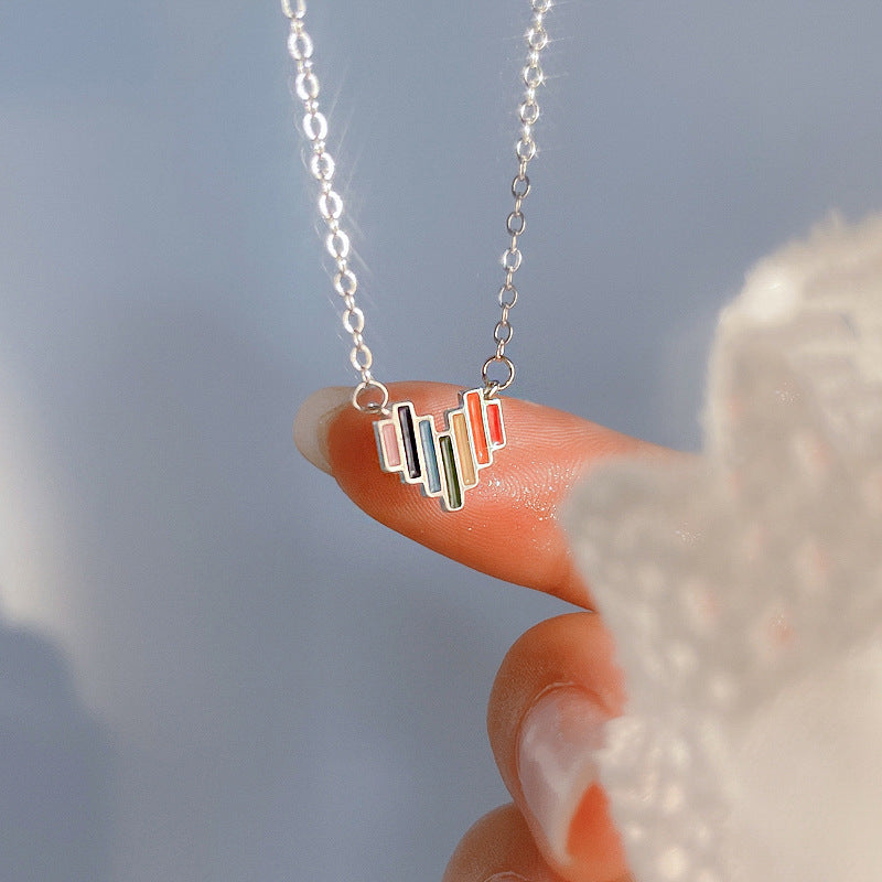 Chic Rainbow Heart Love Necklace