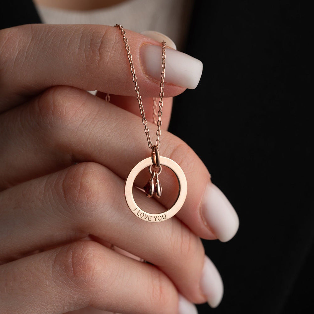 Cradled Personalized Birthstone Circle Necklace