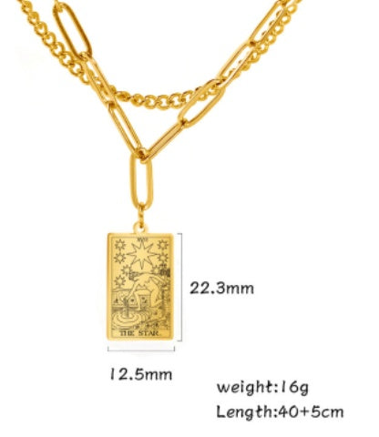 THINK HAVE Twelve Constellation Tarot Necklace Retro Constellation Necklace