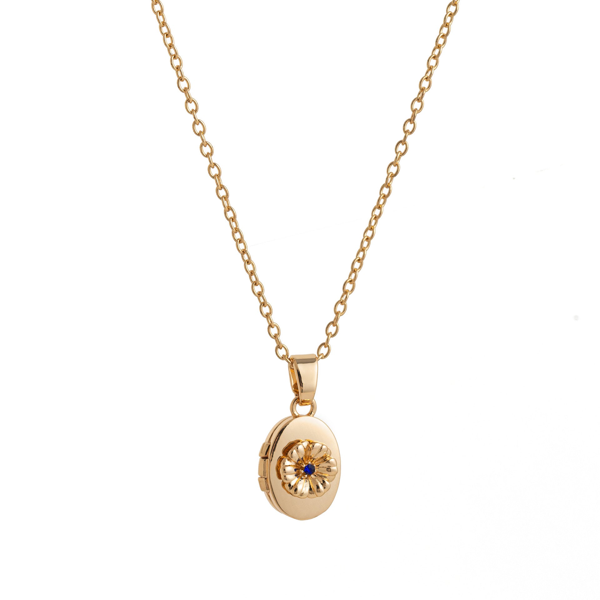 Floral Birthstone Photo Frame Necklace