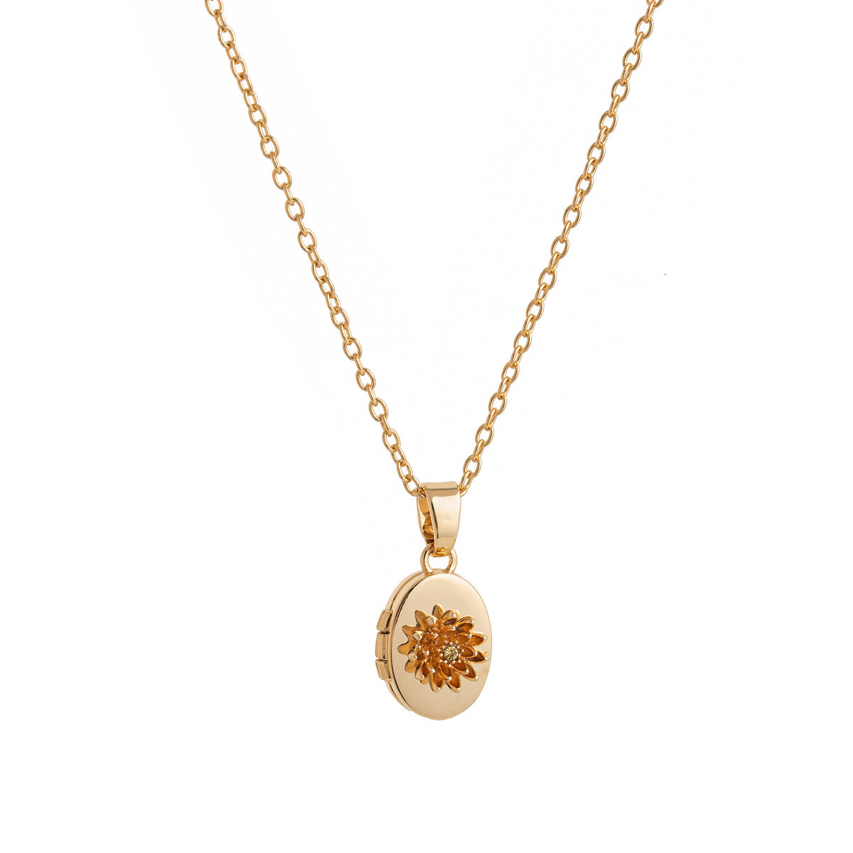 Floral Birthstone Photo Frame Necklace