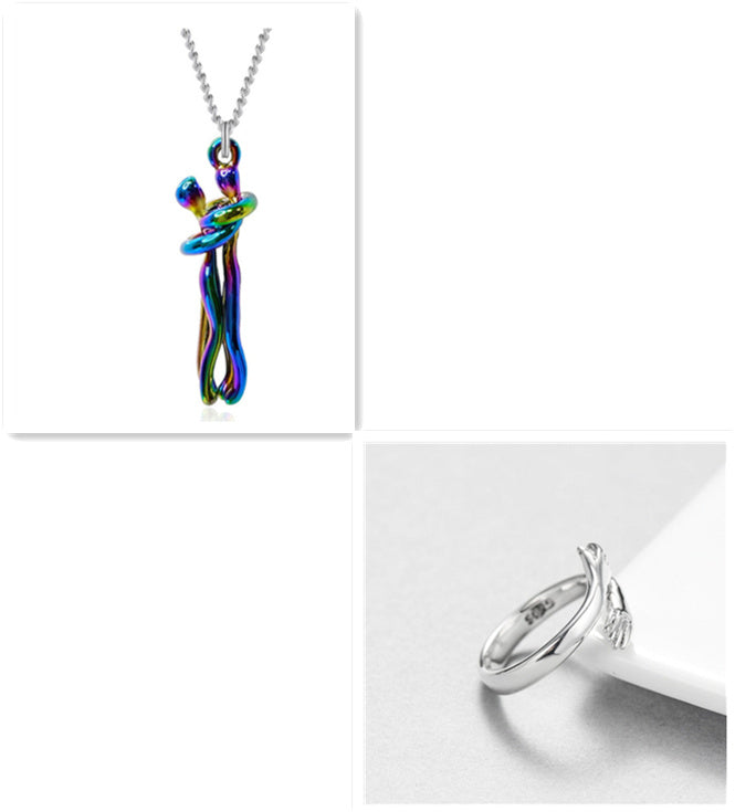 Passion Loving Couple Hugging Necklace