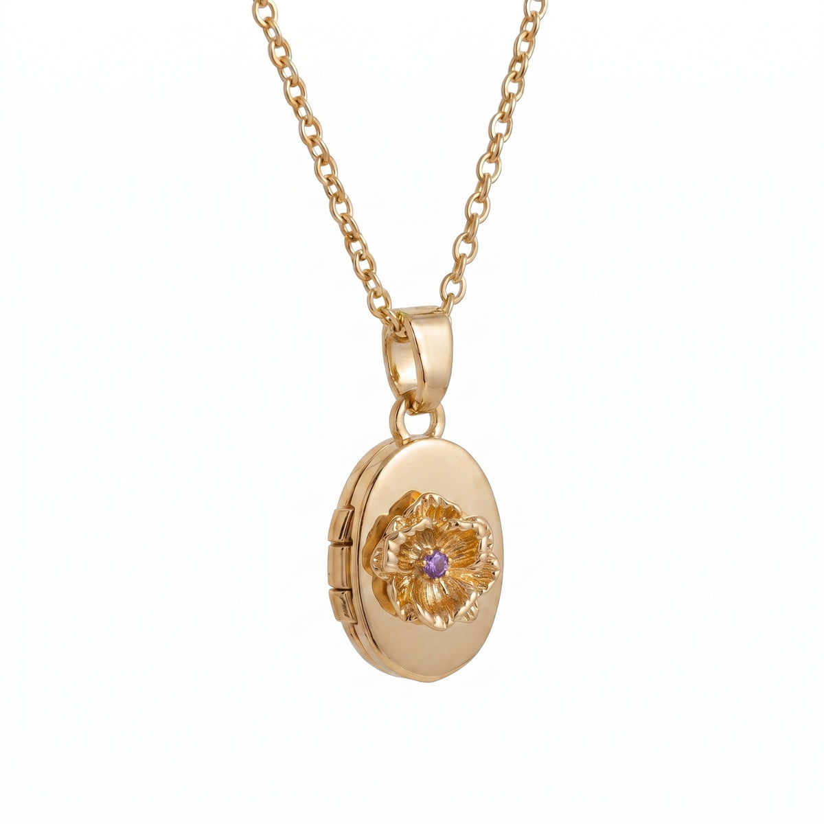 Floral Birthstone Photo Frame Necklace