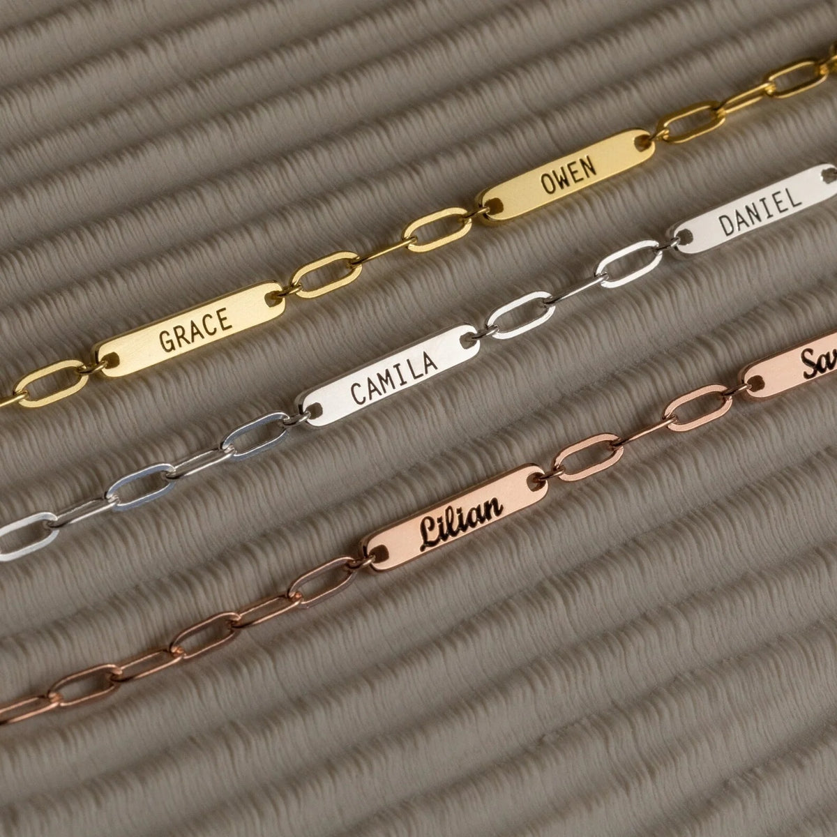 Personalized 3 Name Tag Necklace