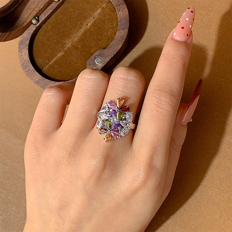 Stately Colorful Flowers Ring
