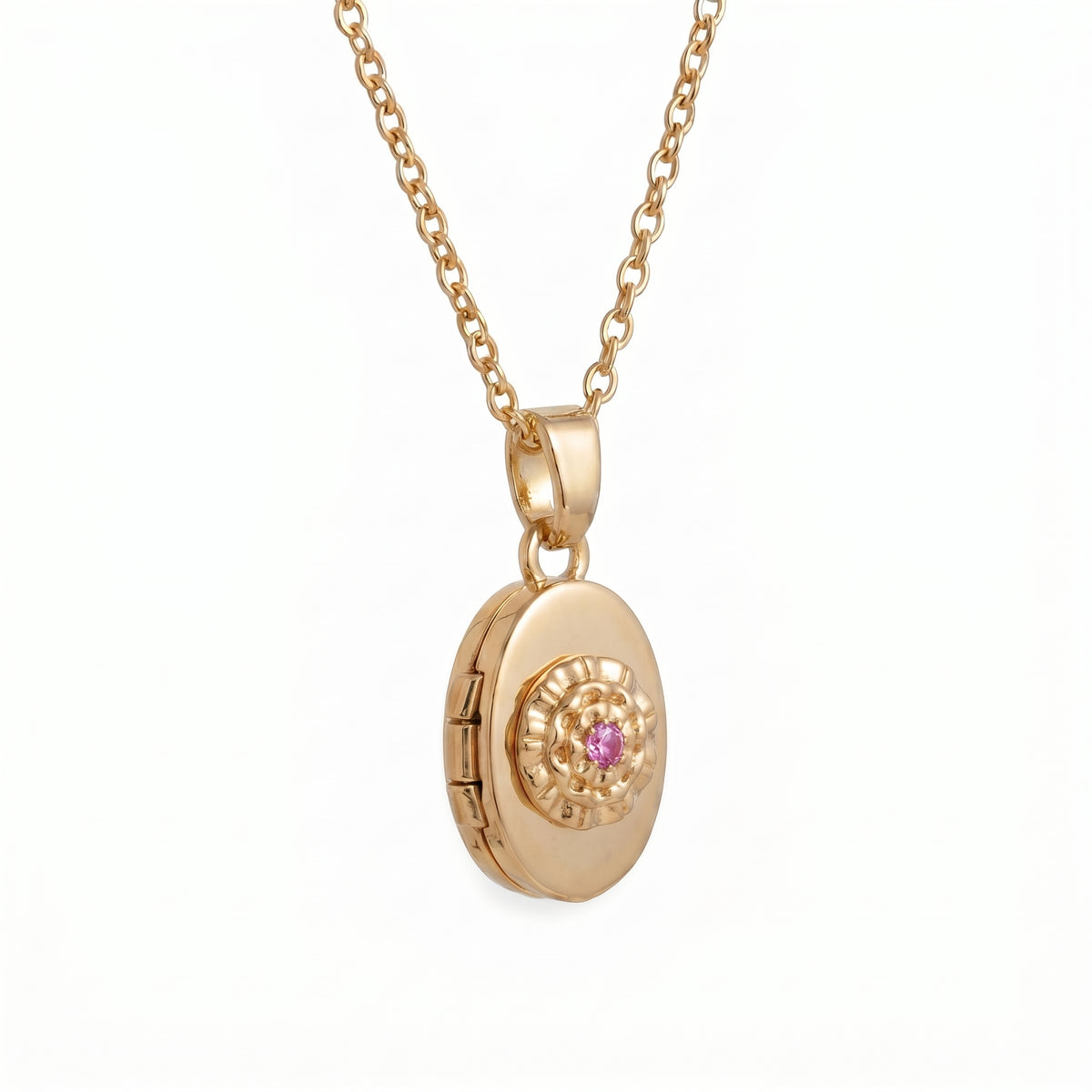Floral Birthstone Photo Frame Necklace