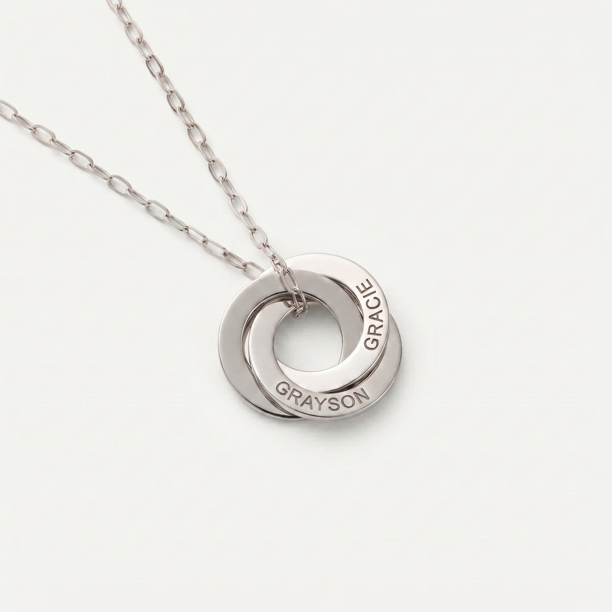 Customized Three Ring Tricolor Names Necklace