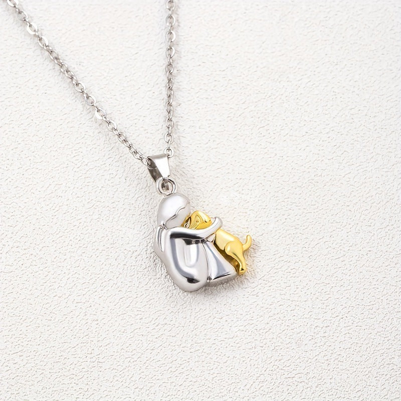 ALREADY EXIST I THINKFashion Little Girl And Dog Hug Necklace