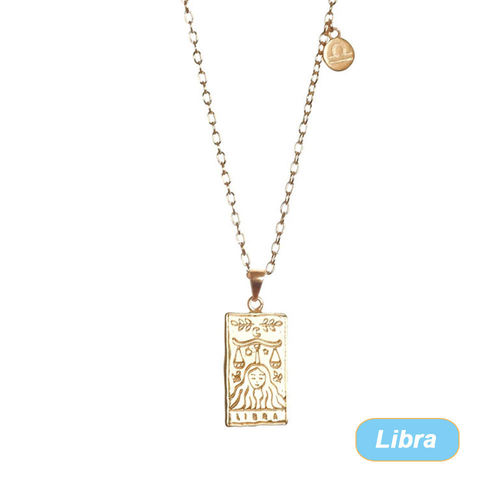THINK HAVE Twelve Constellation Tarot Necklace Retro Constellation Necklace