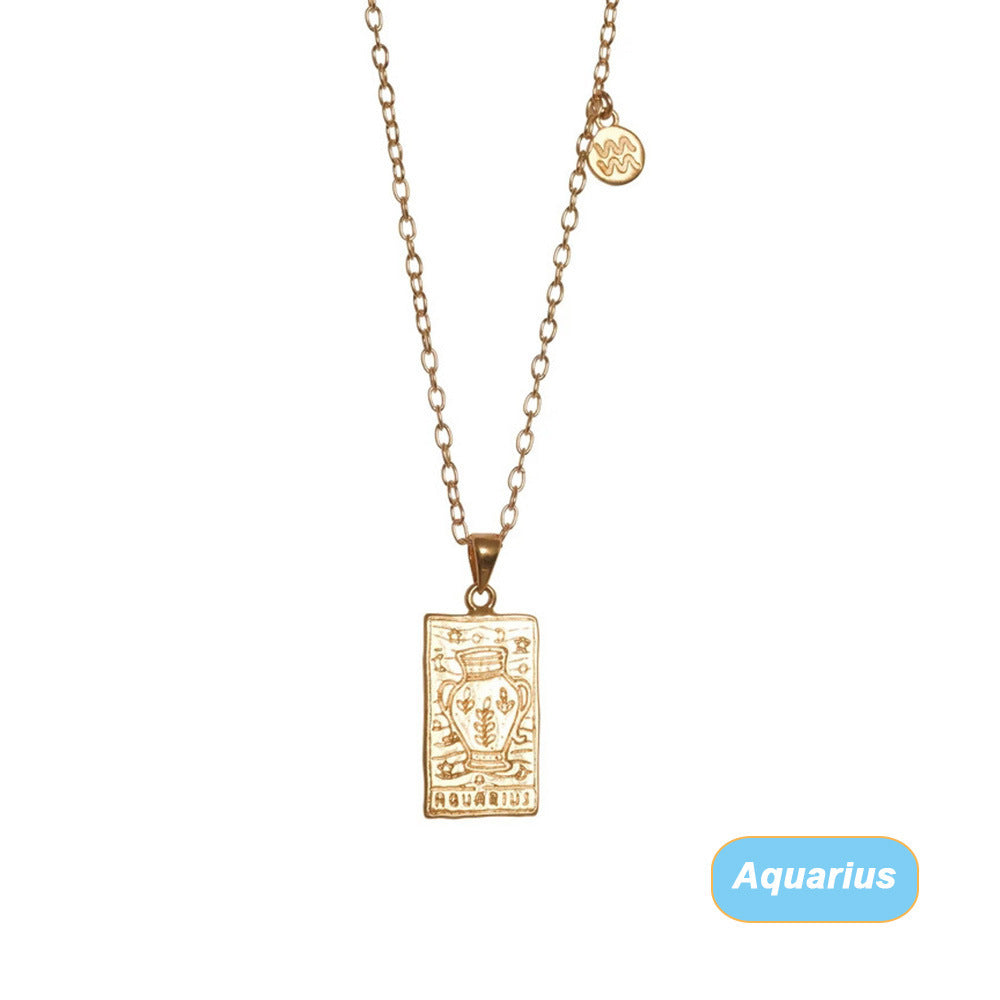 THINK HAVE Twelve Constellation Tarot Necklace Retro Constellation Necklace