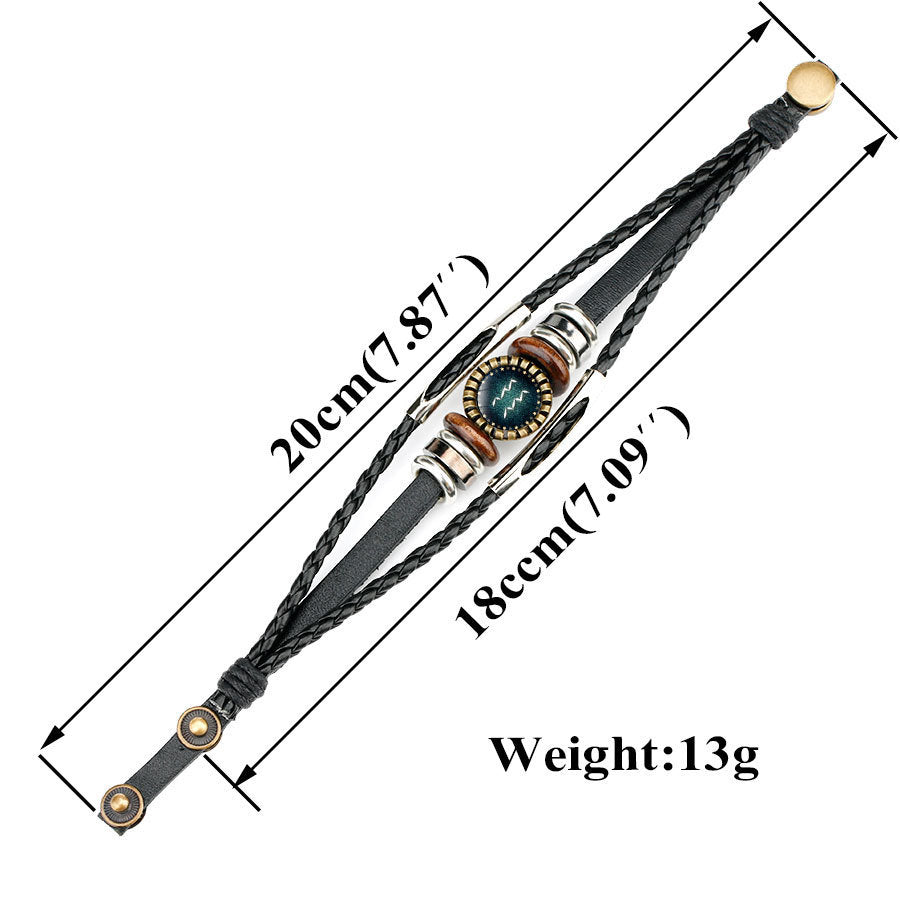 African Zodiac Sign Leather Bracelet