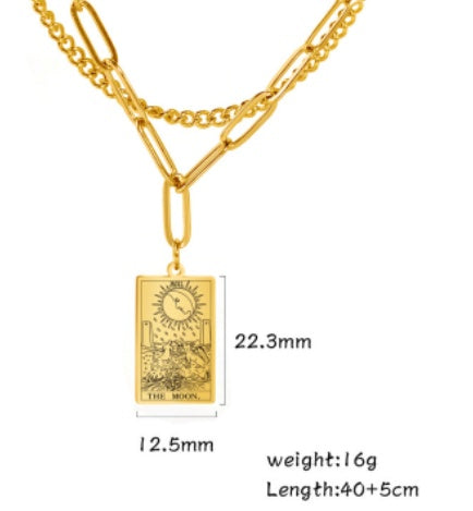 THINK HAVE Twelve Constellation Tarot Necklace Retro Constellation Necklace