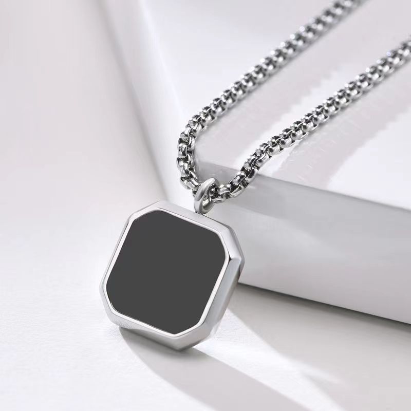 Polished Square Black Mirror Necklace