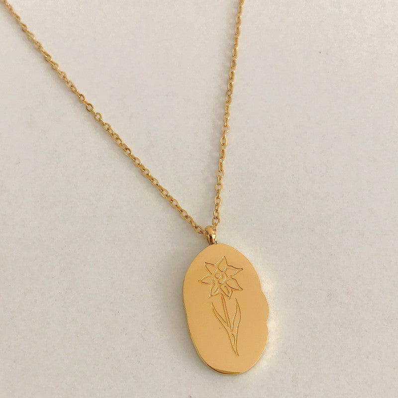 THINK WE HAVEStainless Steel December Flower Birth Necklace Month