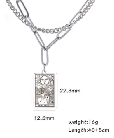 THINK HAVE Twelve Constellation Tarot Necklace Retro Constellation Necklace