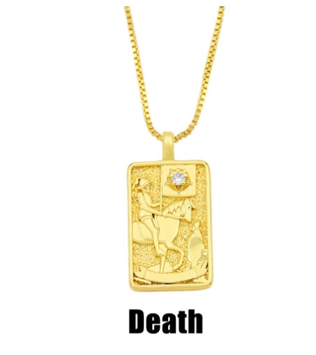 THINK HAVE Twelve Constellation Tarot Necklace Retro Constellation Necklace