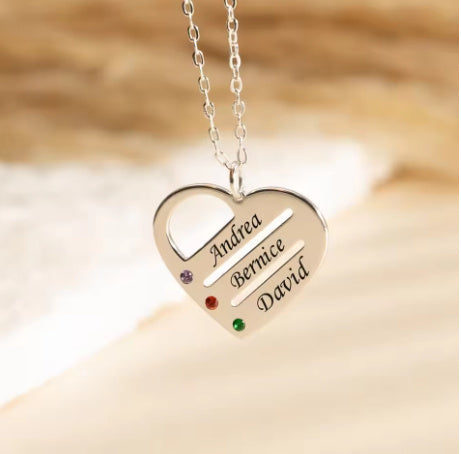 Customized Special Loved Family Heart Necklace