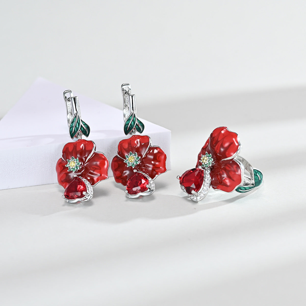 Opulent Love Heart-shaped Earrings & Necklace