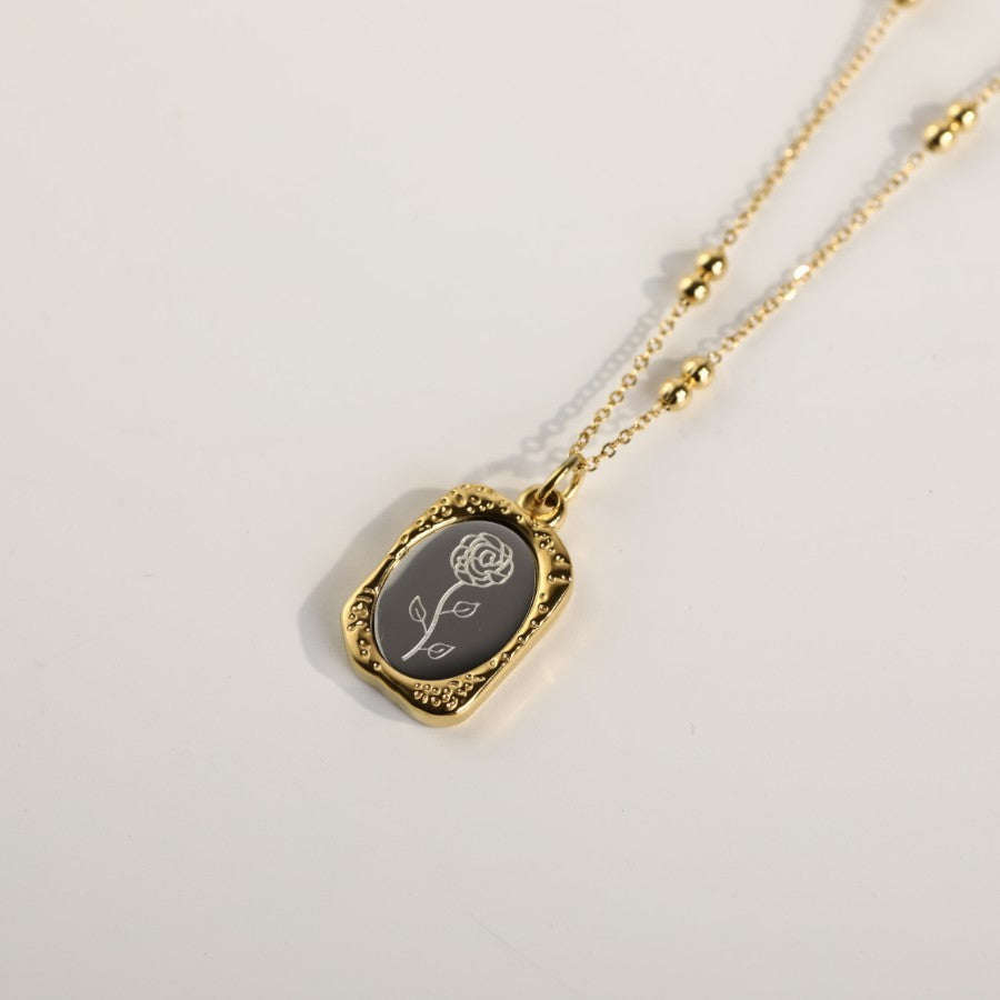 Polished Birthday Flower Mirror Necklace
