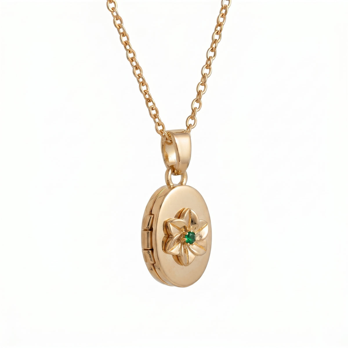 Floral Birthstone Photo Frame Necklace