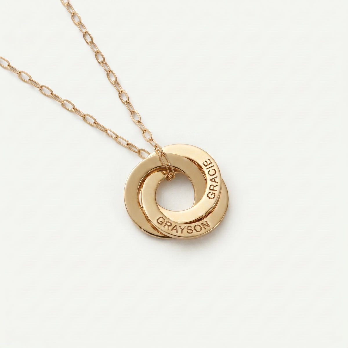 Customized Three Ring Tricolor Names Necklace