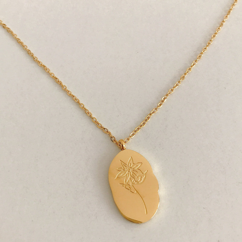 THINK WE HAVEStainless Steel December Flower Birth Necklace Month