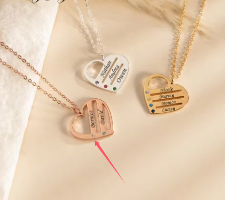 Customized Special Loved Family Heart Necklace