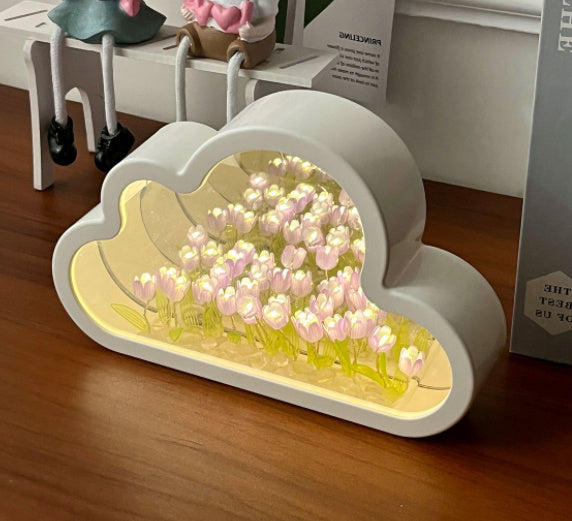 Handmade DIY Cloud Tulip Mirror Night Light
