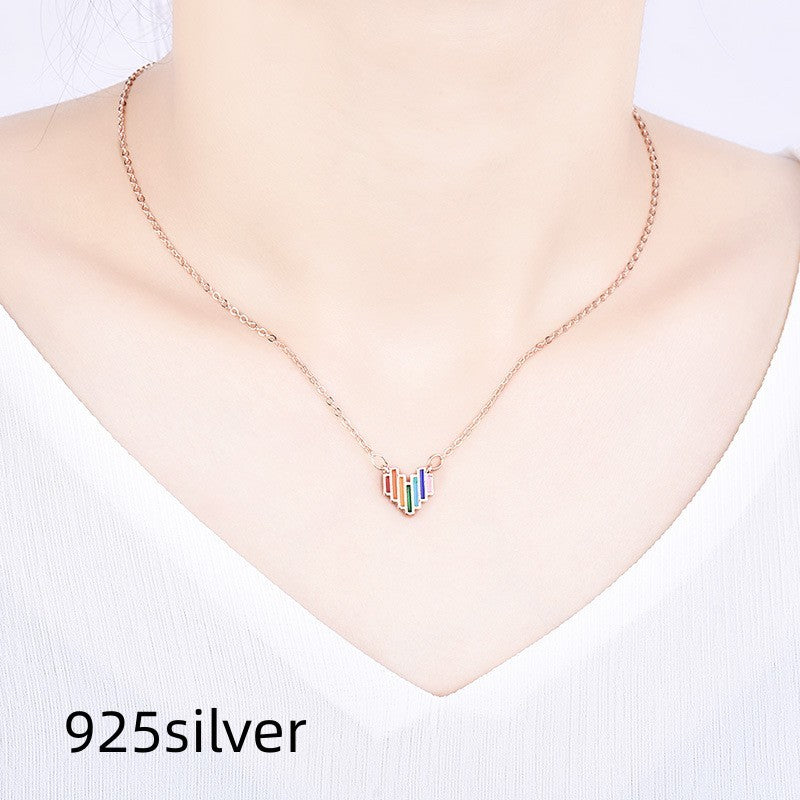Chic Rainbow Heart Love Necklace