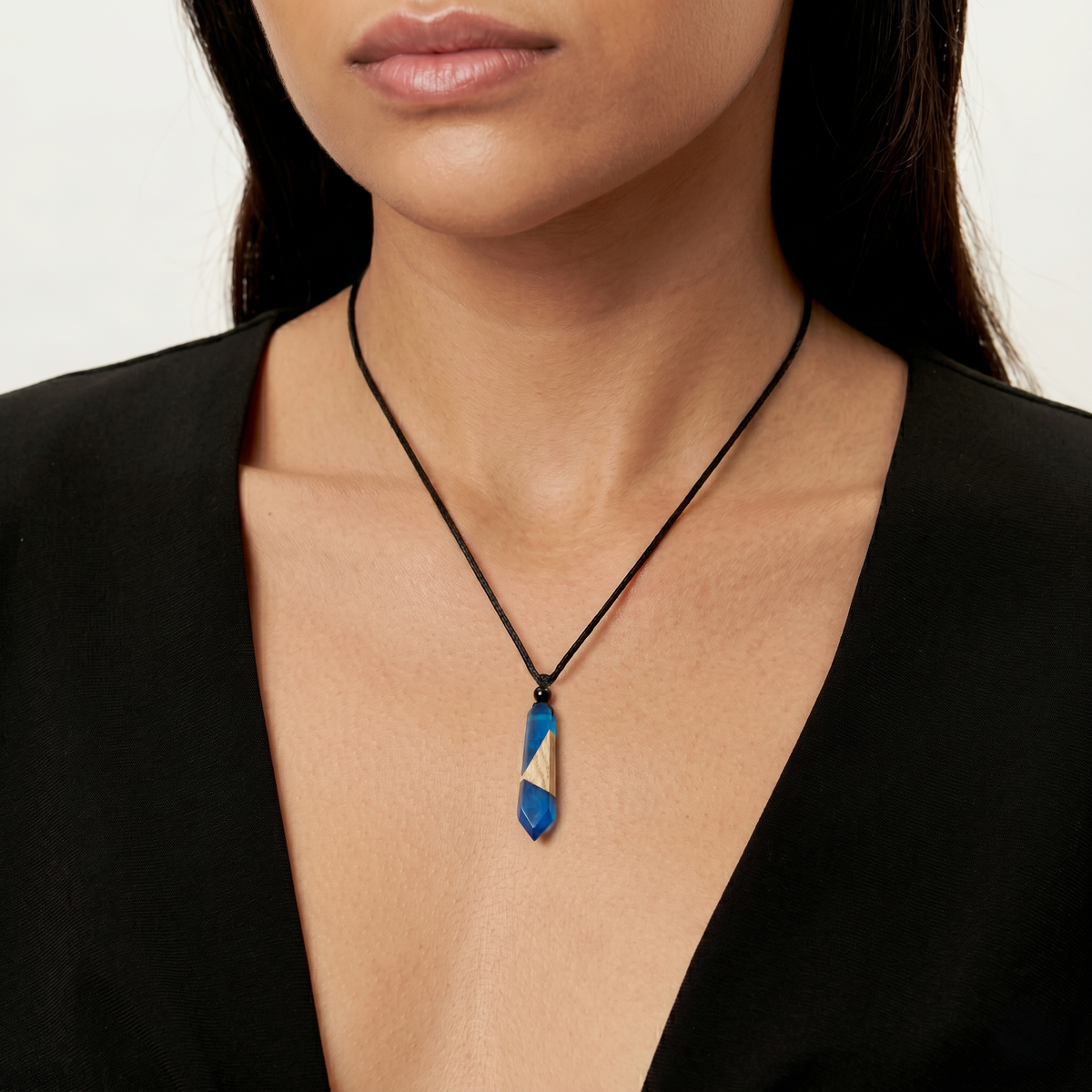 Lustrous Vintage Wood & Resin Necklace
