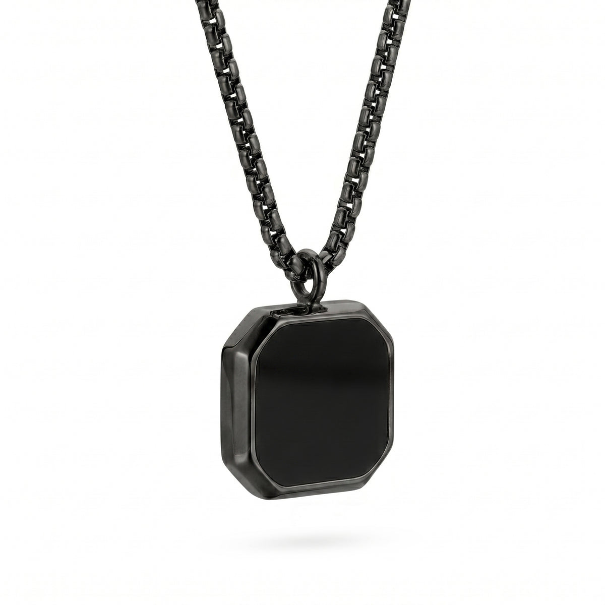 Polished Square Black Mirror Necklace