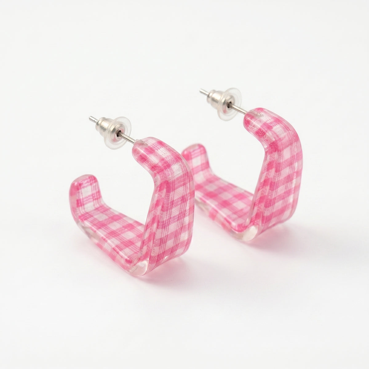Vintage C-Shaped Pink Earrings